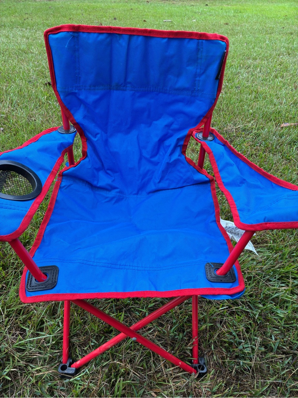 Kids Folding Camp Chair - Blue with Red Trim